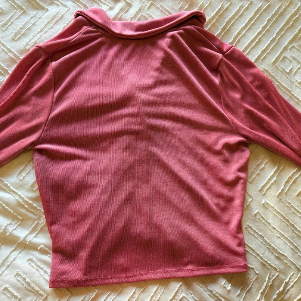 Pink Ruched Button-Up Top - Picture 12 of 14